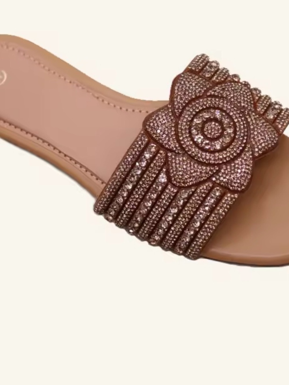 Boutique 9 Rose Gold Jeweled Flower Slide Sandal